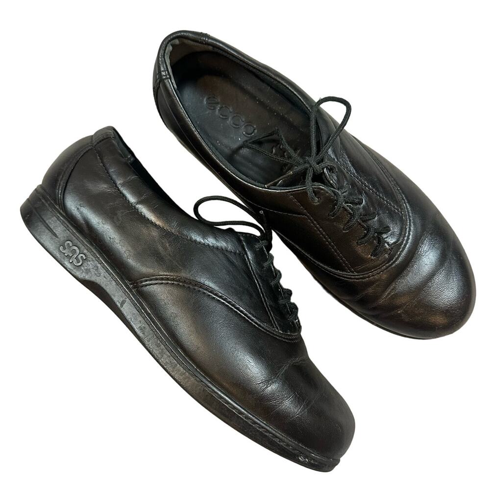 Ecco SAS Tripad Comfort Black Lace Up Walking Leather Shoes Sneakers 6.5WW 6.5